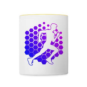 Course à pied, Jogging, Fitness, Course de fond - Mug contrasté - blanc/jaune - Devant