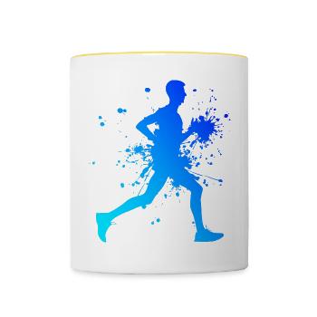 Jogging Femme Jogging Cross Country Running - Mug contrasté - blanc/jaune - Devant