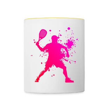 Racquetball Games Pickleball Games Racquetball - Contrasting Mug - white/yellow - Front