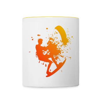 Kitesurfing Women Kitesurf Kitesurfing Kitesurfer - Contrasting Mug - white/yellow - Front