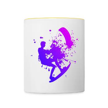 Kitesurf Kitesurfing Kiting Women Men Kitesurfing - Contrasting Mug - white/yellow - Front