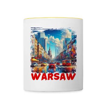 Varsovie - Mug contrasté - blanc/jaune - Devant