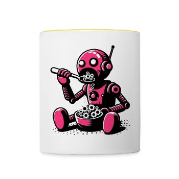 Martian Extraterrestrial Alien Robot - Contrasting Mug - white/yellow - Front