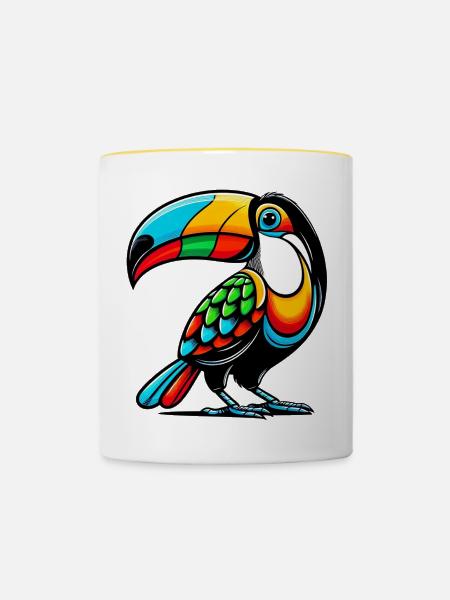 Harlekin Tukan - Tasse zweifarbig - Weiß/Gelb