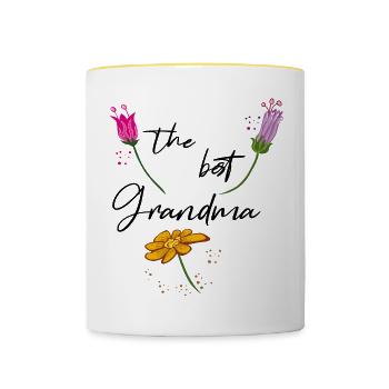the best Grandma, Großmutter - Tasse zweifarbig - Weiß/Gelb - Vorne