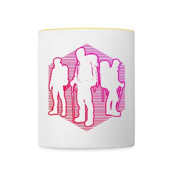 Boulder Klettern Kletterer Damen Climbing - Tasse zweifarbig - Weiß/Gelb - Vorne