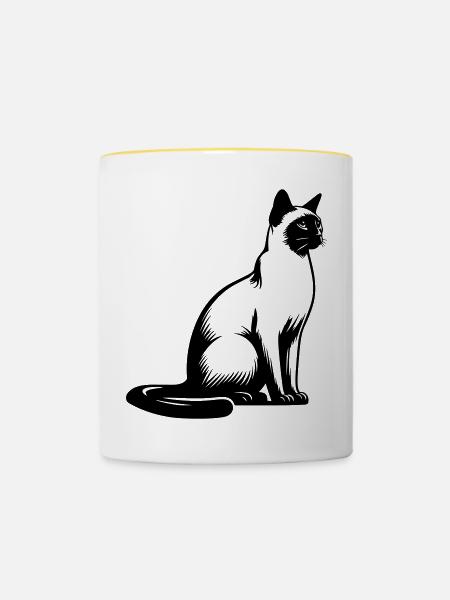 Siamkatze - Tasse zweifarbig - Weiß/Gelb