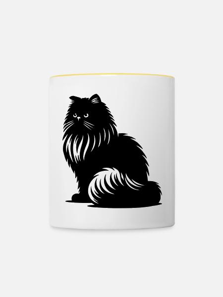 Perserkatze - Perser - Tasse zweifarbig - Weiß/Gelb