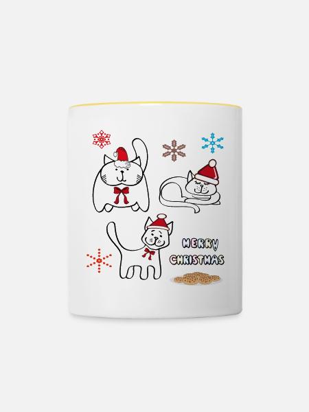Merry Christmas - Tasse zweifarbig - Weiß/Gelb