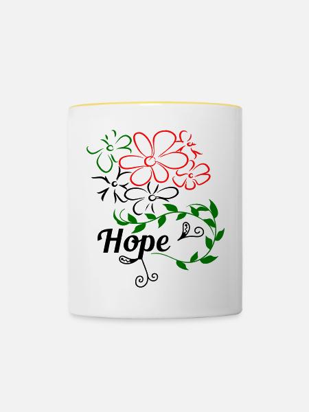 Hope Hoffnung - Tasse zweifarbig - Weiß/Gelb