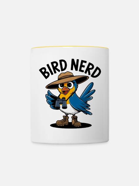 Vogel-Nerd-Entdecker - Tasse zweifarbig - Weiß/Gelb