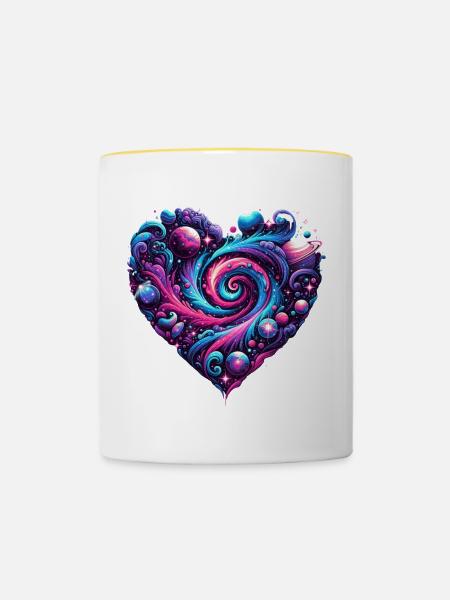 Cosmic Love Heart - Tasse zweifarbig - Weiß/Gelb
