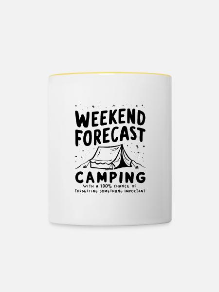 Weekend Camping Forecast - Tasse zweifarbig - Weiß/Gelb