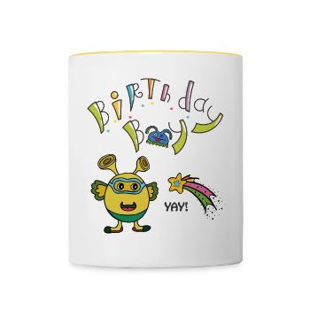 Birthday Boy Geburtstag - Tasse zweifarbig - Weiß/Gelb - Vorne