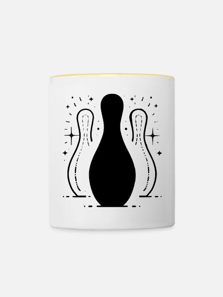Bowling Skizze - Tasse zweifarbig - Weiß/Gelb