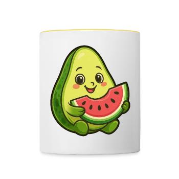 Avocado Melone Wassermelone Sommer Frucht Design - Tasse zweifarbig - Weiß/Gelb - Vorne