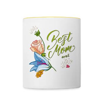 best mom ever - Tasse zweifarbig - Weiß/Gelb - Vorne