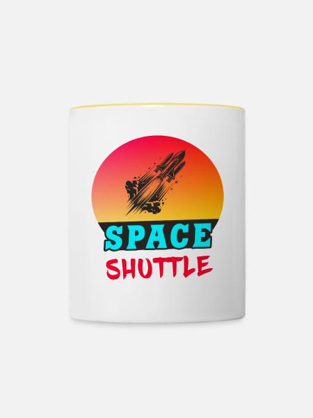 Space Shuttle Sonnenuntergang Design - Tasse zweifarbig - Weiß/Gelb