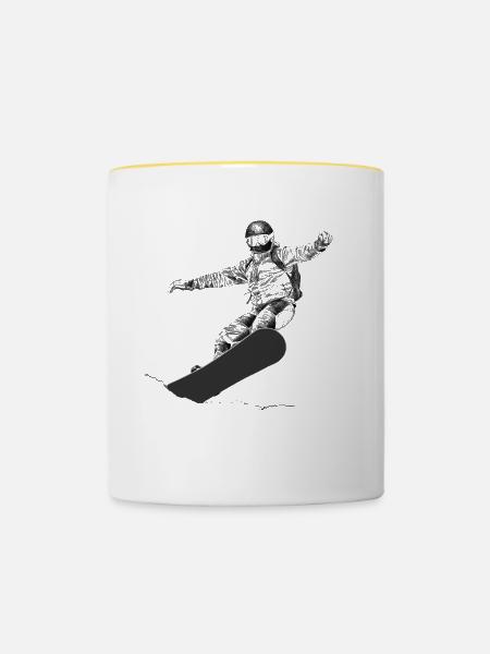 Snowboarding - Tasse zweifarbig - Weiß/Gelb