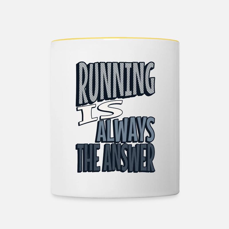 Running is always the answer - Tasse zweifarbig - Weiß/Gelb