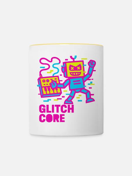 Glitchcore! - Tasse zweifarbig - Weiß/Gelb