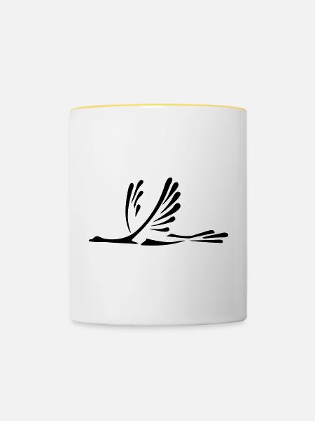 Vogel - Tasse zweifarbig - Weiß/Gelb
