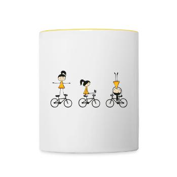 Kunstrad, Kunstradfahren, Hallenradsport, Girls - Tasse zweifarbig - Weiß/Gelb - Vorne