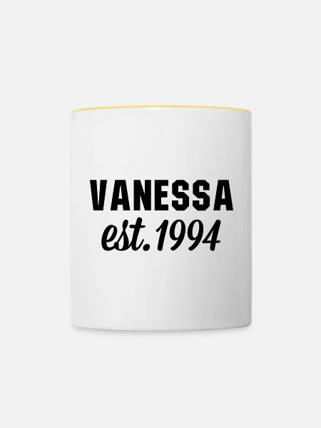 Vanessa est 1994 - Tasse zweifarbig - Weiß/Gelb