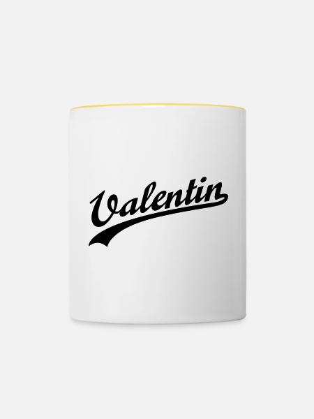 Valentin - Tasse zweifarbig - Weiß/Gelb