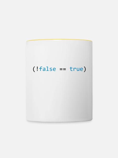False is True - Tasse zweifarbig - Weiß/Gelb