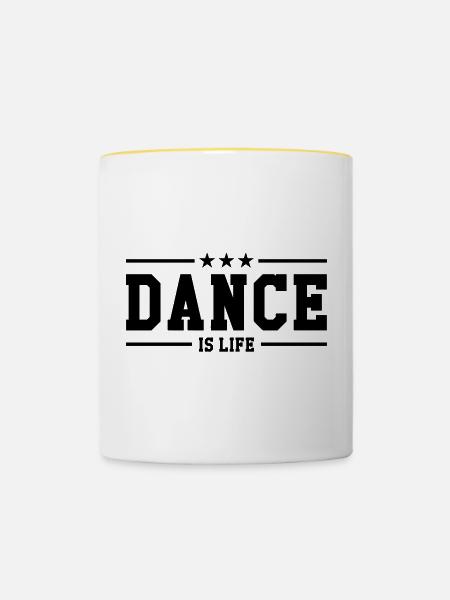 Dance is life - Tasse zweifarbig - Weiß/Gelb