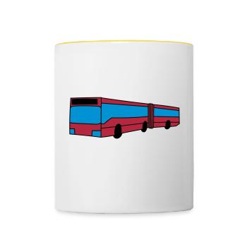 Bus - Tasse zweifarbig - Weiß/Gelb - Vorne