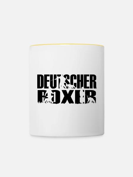 IPO Deutscher Boxer - Tasse zweifarbig - Weiß/Gelb