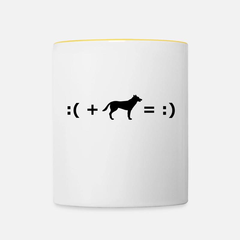 :( + Dog = :) Formula for happiness - Mug contrasté - blanc/jaune