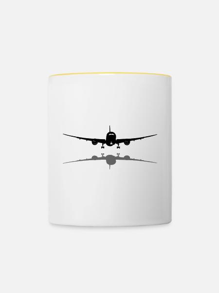 Passagierflugzeug - Tasse zweifarbig - Weiß/Gelb