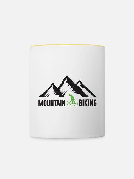 Mountainbiken - Tasse zweifarbig - Weiß/Gelb