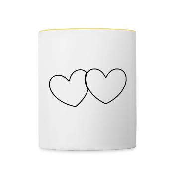 cœur noir cadeau - Mug contrasté - blanc/jaune - Devant