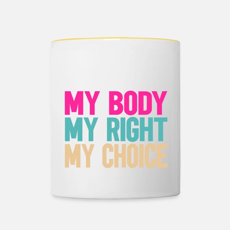 Mon corps, ma décision - Mug contrasté - blanc/jaune