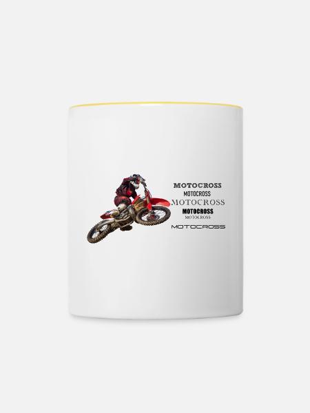 Motocross - Tasse zweifarbig - Weiß/Gelb