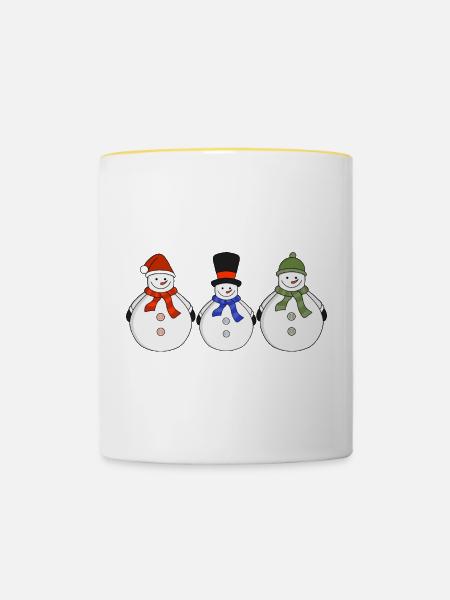 Schneemänner Der Winter ist da - Tasse zweifarbig - Weiß/Gelb