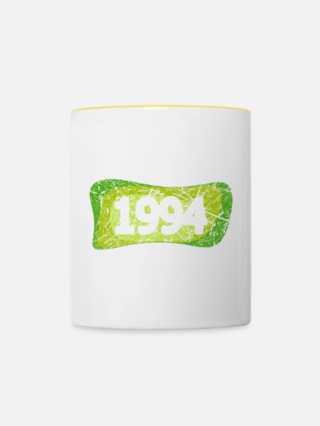 Retro Kratzer 1994 - Tasse zweifarbig - Weiß/Gelb