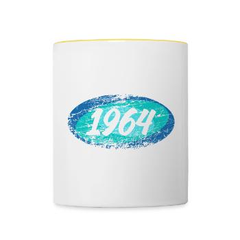 Jahr 1964 - Tasse zweifarbig - Weiß/Gelb - Vorne