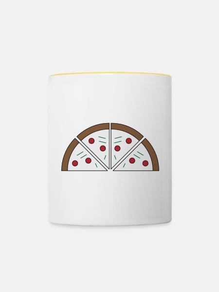 Bild von einer Pizza - Tasse zweifarbig - Weiß/Gelb