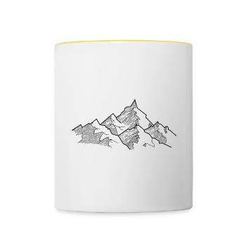Berglaundschoft - mountain landscape, mountains, nature - Contrasting Mug - white/yellow - Front
