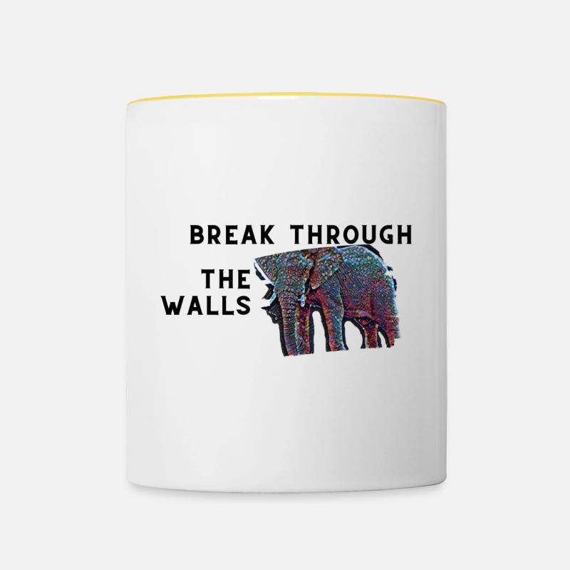 Percez les murs / Libérez-vous - Mug contrasté - blanc/jaune