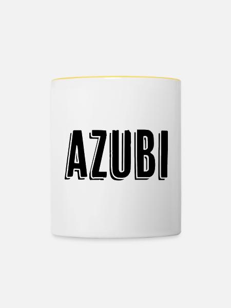 Azubi Tshirt 9 23 schwarz - Tasse zweifarbig - Weiß/Gelb