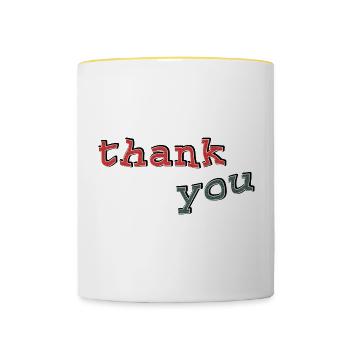 thank you typo - Tasse zweifarbig - Weiß/Gelb - Vorne