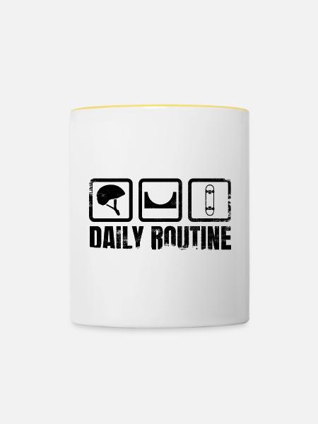 Tägliche Routine - Tasse zweifarbig - Weiß/Gelb