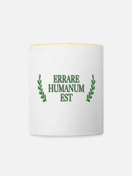 Errare Humanum Est - Tasse zweifarbig - Weiß/Gelb