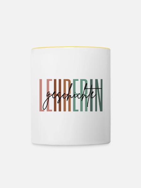 Lehrerin Geschichte Geschichtslehrerin Geschenk - Tasse zweifarbig - Weiß/Gelb